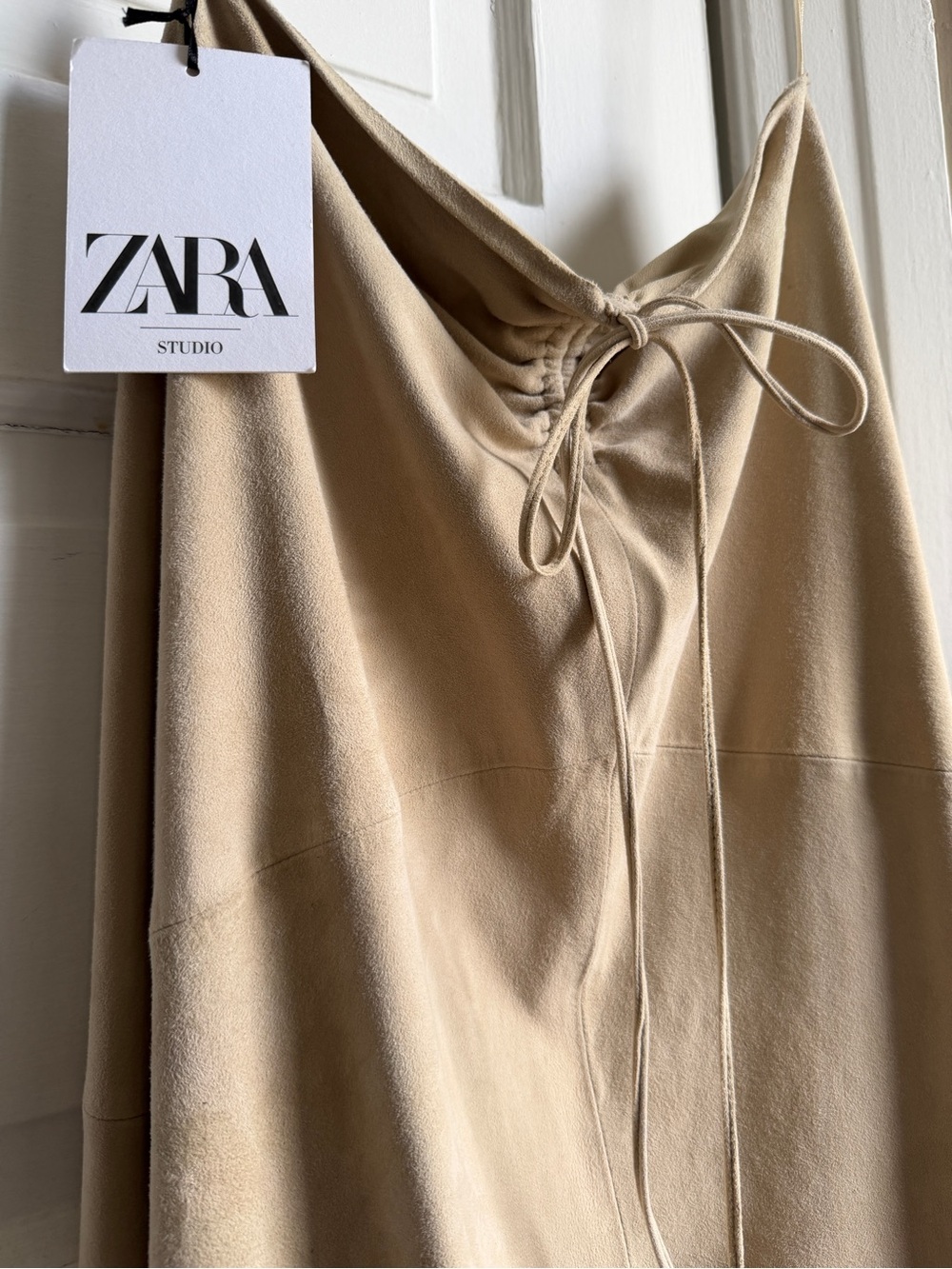 NWT ZARA 100% Goat Leather Suede Long Skirt Western Boho Sz M Limited Edition - Picture 8 of 15